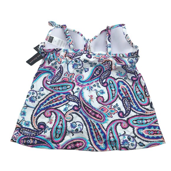 Island Escape Womens Full Bust Support Underwire Tankini Swim Top White Blue 6 - Picture 4 of 6